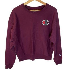 Vintage Champion Reverse Weave Sweatshirt Maroon L Patch Logo Y2K 90s